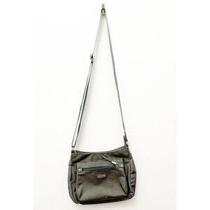 BAGGALLINI Gray Nylon Crossbody Messenger Shoulder Bag Purse Handbag Womens